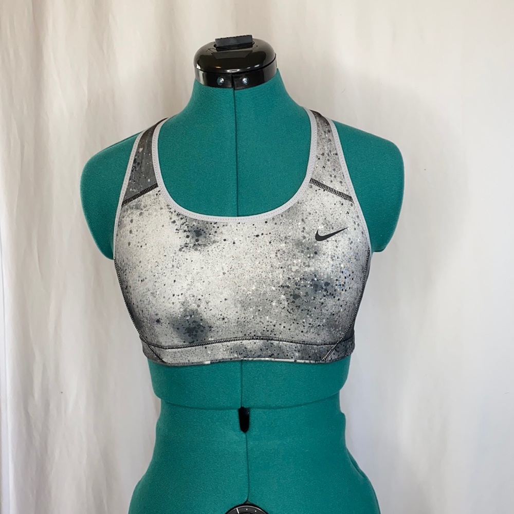 Nike Dri-Fit Racerback Workout Sport Bra | Marbled Grey | Small | Sporty & Cute